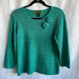 Mirasol green-blue sweater with two florets, size L
